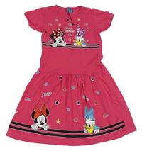 Fuchsiové bavlnené šaty s Minnie a Daisy s flitrami Disney