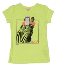 Nové - Neonově žluté tričko se zebrou Bluezoo