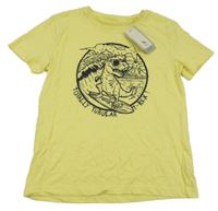 Nové - Žlté tričko s dinosaurom Tu