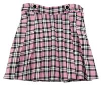 Ružovo-bielo-čierna kockovaná skladaná sukňa River Island