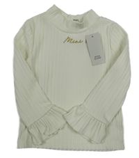 Nové - Smetanové žebrované triko s nápisem River Island