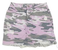Sivo-ružová army rifľová sukňa s vyšúchaním New Look