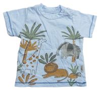 Svetlomodré tričko so zvieratkami