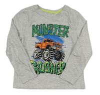 Šedé melírované triko monster truck Primark