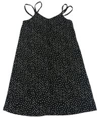 Čierne šaty s bodkami a gombíkmi Primark