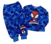 Tmavomodro-modré army plyšové pyžamo se Spider-manem Marvel