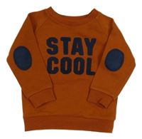 Hrdzavá mikina s nápisom a náloketníky Primark