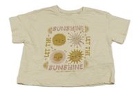 Smotanové crop tričko so sluníčky a nápismi zn. Next