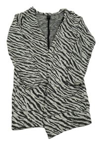 Sivo-čierny vzorovaný svetrový cardigán