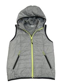 Šedá šusťáková vzorovaná šusťáková zateplená vesta s kapucí Quechua 