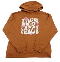 Skořicová mikina s nápisom a kapucňou Primark