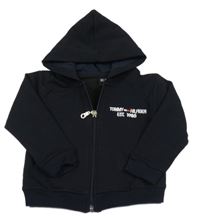 Černá propínací mikina s kapucí a logem Tommy Hilfiger