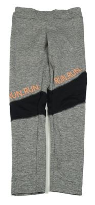 Sivo-čierne športové legíny s nápisom Active Touch