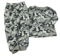 Sivo-biele army chlpaté pyžama