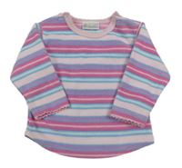 Ružovo-modrá pruhovaná fleecová mikina