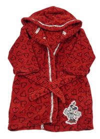 Červený chlupatý župan s Minnií a kapucí Next