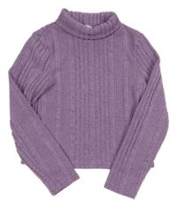 Fialovo-sivý melírovaný rebrovaný sveter s rolákom Shein