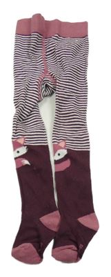 Vínovo-pruhované punčocháče s liškami Topolino