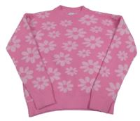 Růžový svetr s kytičkami F&F