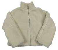 Smetanová huňatá bunda s rolákem H&M