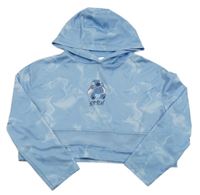 Svetlomodrá crop mikina so Stitchem a kapucňou C&a