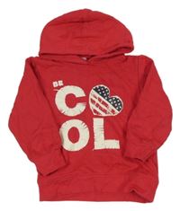 Červená mikina s nápisem a kapucí Dopodopo