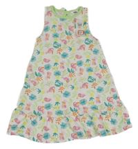 Nové - Biele bavlnené šaty s tukanmi M&co.