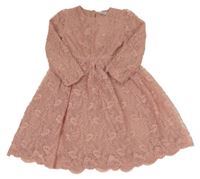 Světlerůžové síťované šaty s kytičkami Fiona&Co