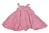 Ružové kvietkovane plátenné šaty Topolino