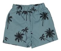 Modrošedé kraťasy s palmami Shein
