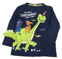 Tmavomodré tričko s dinosaurami Kiki&Koko