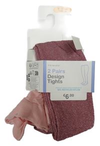 Nové - 2x - Světlerůžové + růžové třpytivé silonové punčocháče Primark