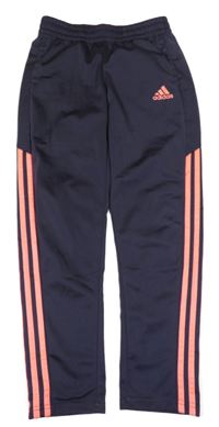 Tmavomodré športové nohavice s logom Adidas
