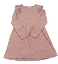 Pudrové rebrované šaty s volánikmi H&M