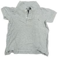 Šedé melírované polo tričko s výšivkou H&M