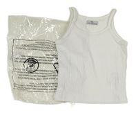 Biely rebrovaný crop top LOSTSTOCK