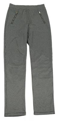 Čierno-svetlosivé kostkované/vzorované nohavice so zipy PRIMARK