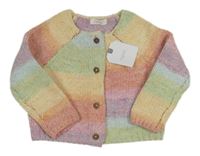 Nové - barevný melírovaný žinylkový propínací svetr Next