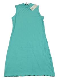 Nové - svetlotyrkysová é rebrované šaty Peacocks