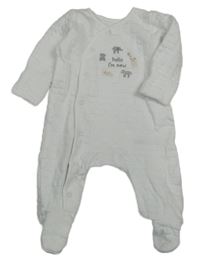 Biela prešívaná tepláková kombinéza so zvieratkami little nutmeg