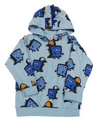 Svetlomodrá mikina s príšerkami a kapucňou KuKuKid