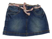 Modrá tepláková rifľová sukňa s opaskom essentiel