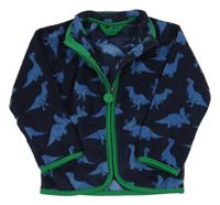 Tmavomodrá fleecová propínací mikina s dinosaury TCM