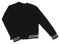 Čierna vzorovaná prepínaci crop mikina so striebornymi pruhmi