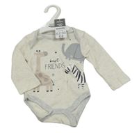 Nové - svetlošedá -sivé melírované body so zvieratkami PEP&CO