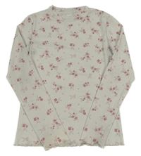 Smetanový žebrovaný rolák s kytičkami Y.F.K.