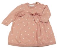 Ružové bodkovaná é pletené šaty s volánikom Mothercare