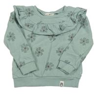 Olivovošedá kvetovaná mikina s volánikom RABBIT BEAR