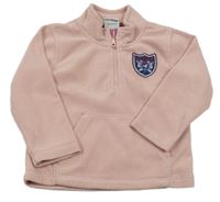 Pudrová fleecová mikina s nášivkou a vreckom Papagino