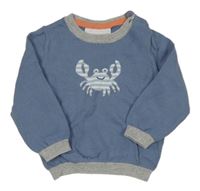 Modro-sivý sveter s krabom the little white company